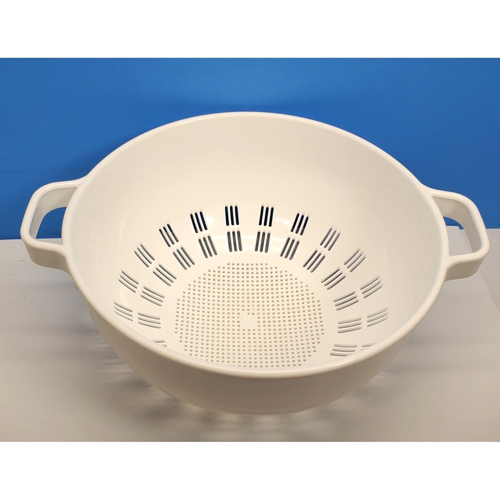Colander Strainer Kamenstein White Heavy Duty Plastic With Handles 11 5/8"